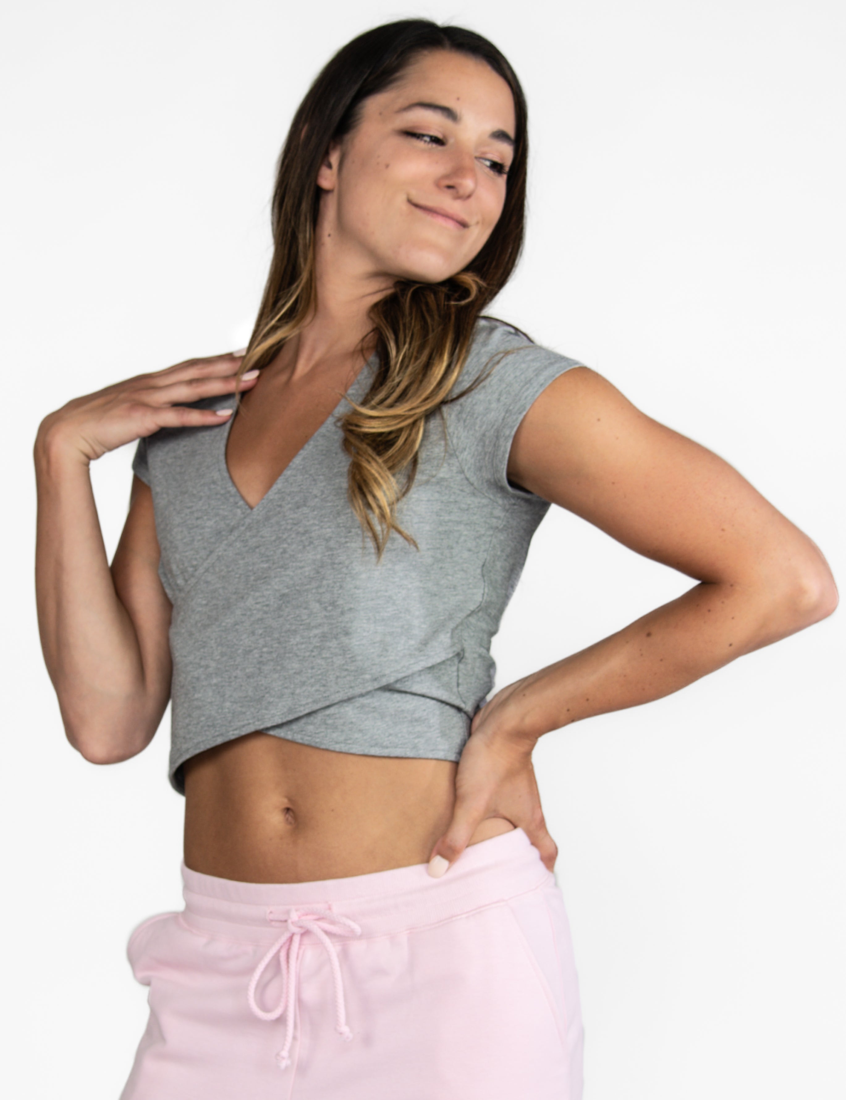 Short Sleeve Criss Cross Crop Top