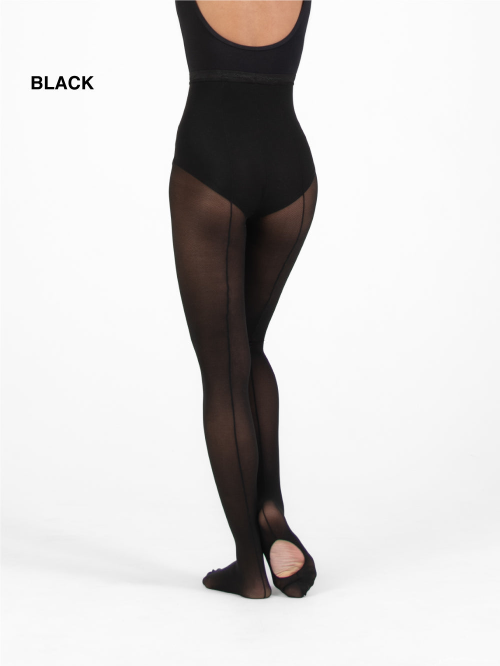 TotalSTRETCH Back Seam Sheer Mesh Convertible Tights