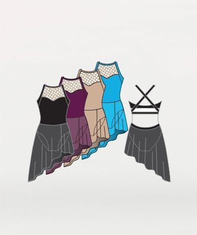 Asymetrical Sheer Skirted Dance Dress - WOMENS