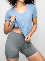 Fine Heather Short with Flatlock Stitching - WOMENS